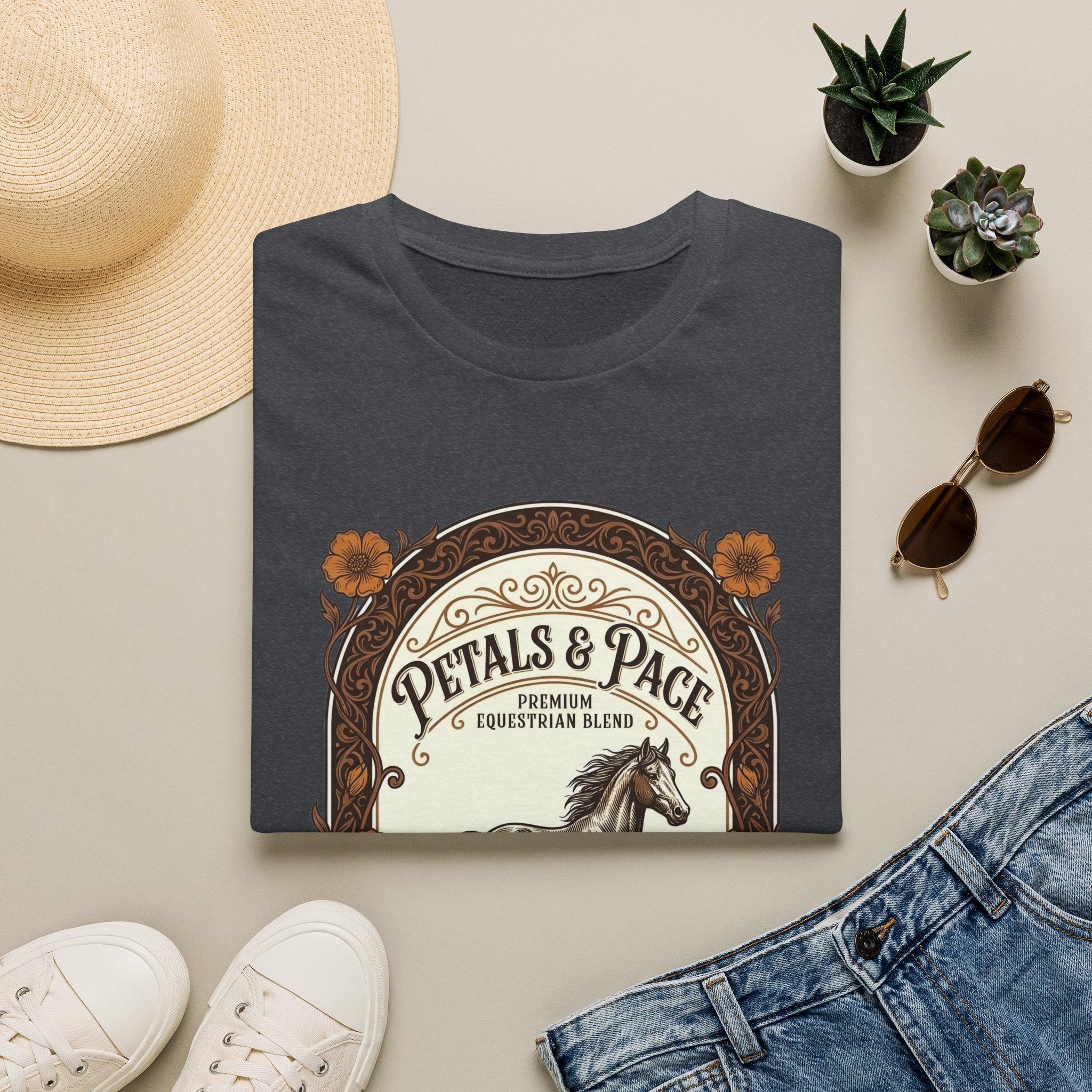 Petals & Pace Horse T‑Shirt — Vintage Equestrian Floral Graphic Tee