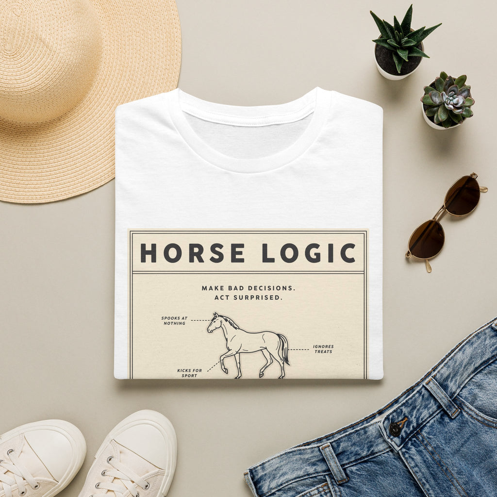 Horse Logic T-Shirt — Vintage Equestrian Diagram Tee (“Make Bad Decisions. Act Surprised.”)