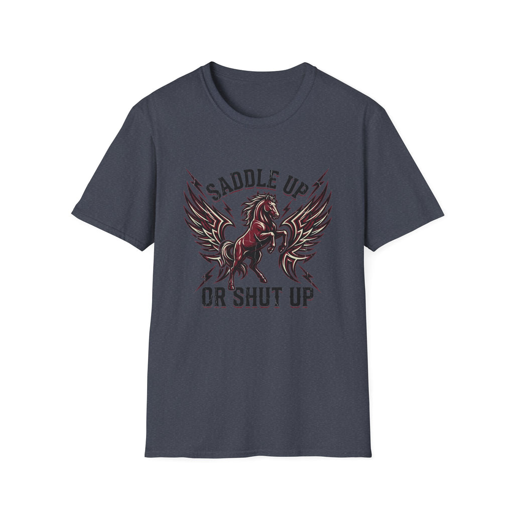 Saddle Up or Shut Up T-Shirt — Winged Horse Equestrian Graphic Tee