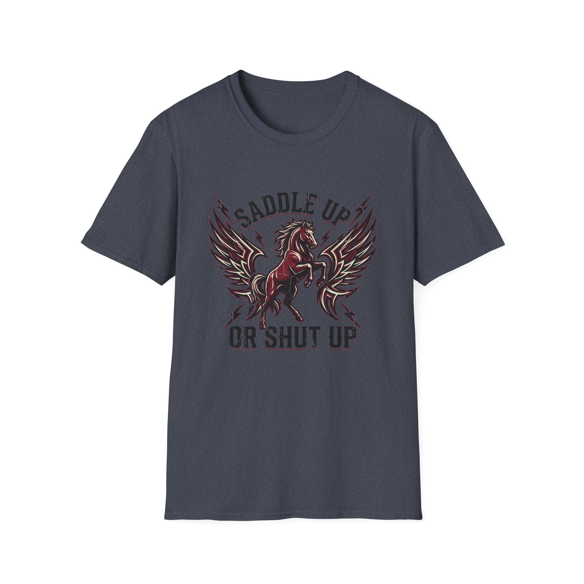 Saddle Up or Shut Up T-Shirt — Winged Horse Equestrian Graphic Tee