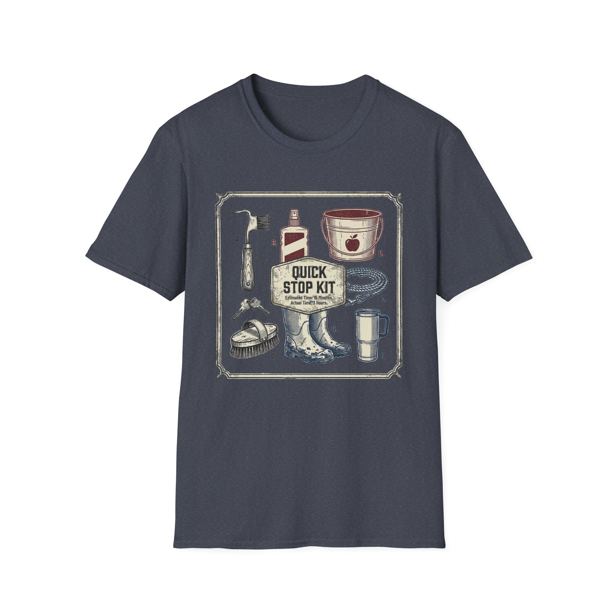 Quick Stop Kit T-Shirt — Vintage Roadside Emergency Illustration