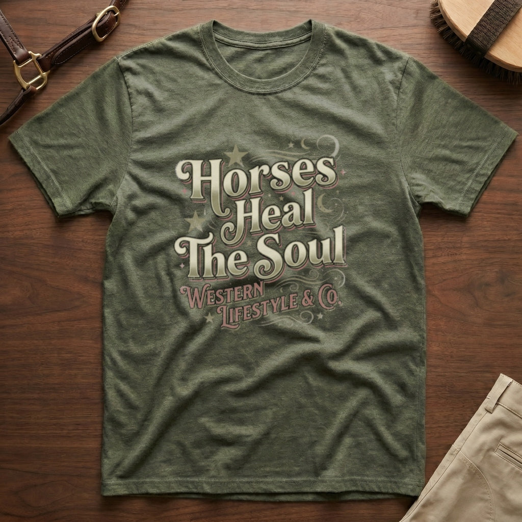 Horses Heal The Soul T-Shirt — Western Lifestyle Graphic Tee for Equestrians