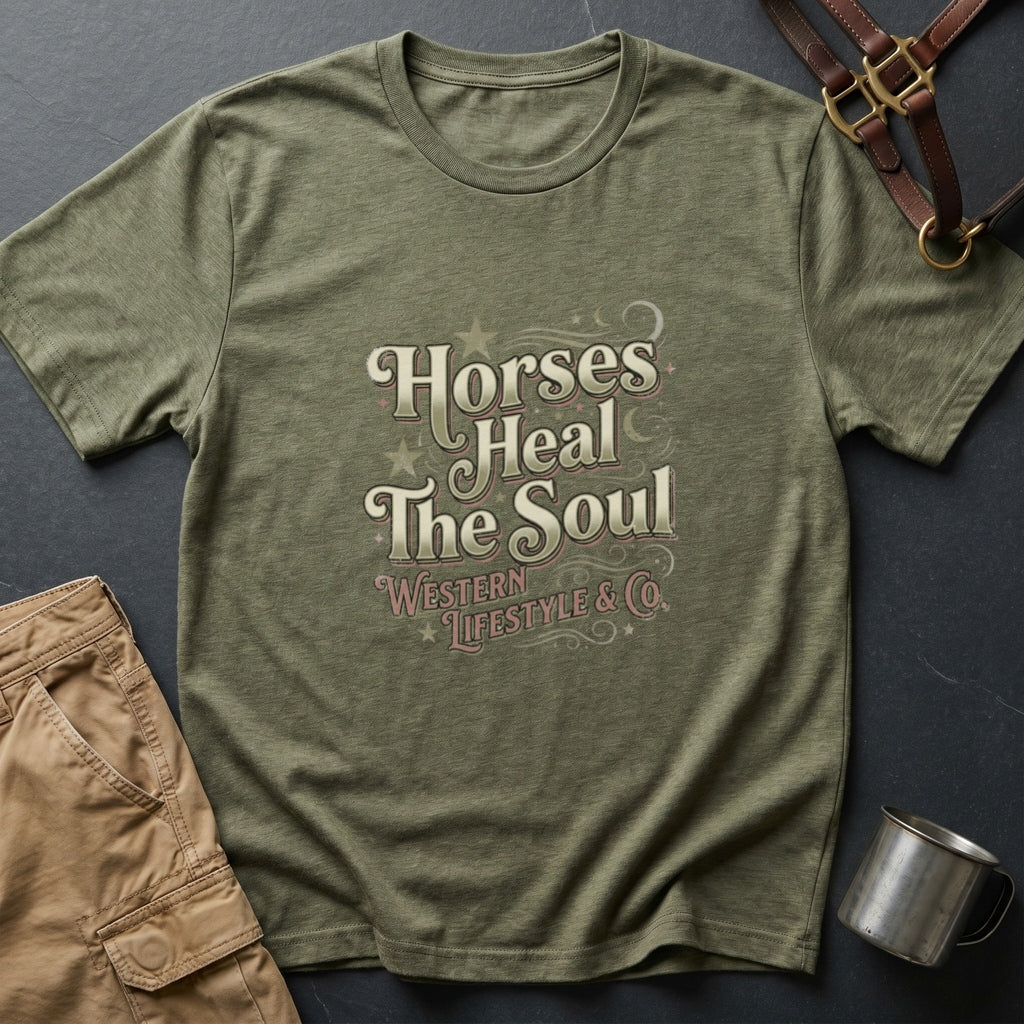 Horses Heal The Soul T-Shirt — Western Lifestyle Graphic Tee for Equestrians