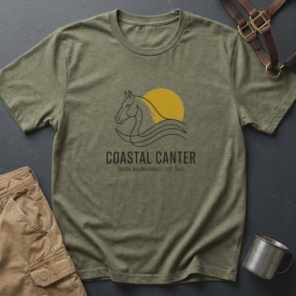 Coastal Canter Horse Tee — Sunset Equestrian Beach Shirt