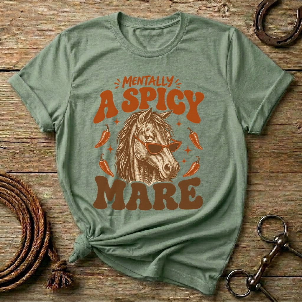 Sage Mentally A Spicy Mare funny t-shirt with a horse in sunglasses and chili peppers